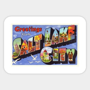 Greetings from Salt Lake City, Utah - Vintage Large Letter Postcard Sticker